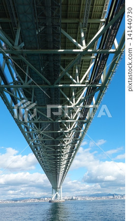 A gigantic suspension bridge viewed from below. A gigantic suspension bridge viewed from below. 141440730