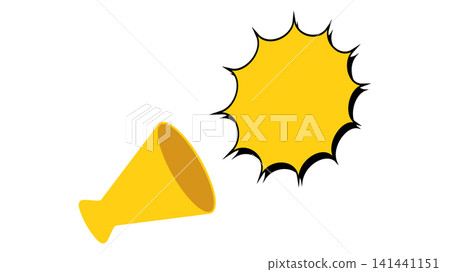 Illustration of someone shouting loudly using a megaphone. 141441151