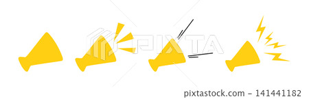A set of illustration materials showing someone shouting with a megaphone. A set of illustration materials showing someone shouting with a megaphone. 141441182