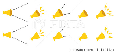 A set of illustration materials showing someone shouting with a megaphone. A set of illustration materials showing someone shouting with a megaphone. 141441183