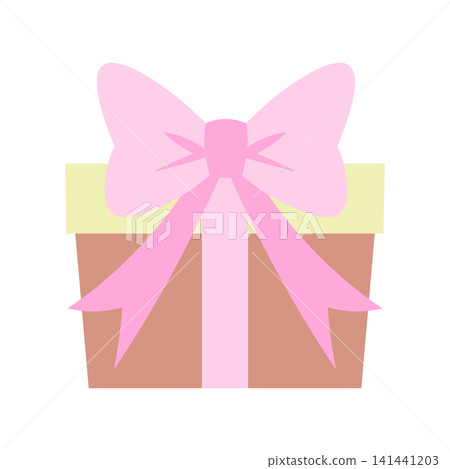 Illustration of a simple gift box with a ribbon. Illustration of a simple gift box with a ribbon. 141441203