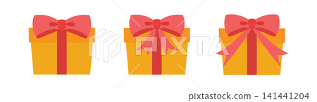 Illustration of a simple gift box with a ribbon. Illustration of a simple gift box with a ribbon. 141441204