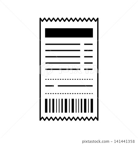A simple monochrome illustration of a receipt. 141441358