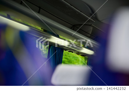 Close-up of the interior of a coach. Travel and transportation concept. 141442232