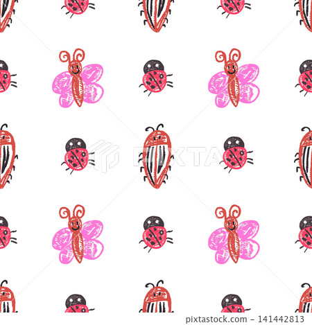 Seamless pattern. Hand drawn crayon texture style Seamless pattern. Hand drawn crayon texture style 141442813