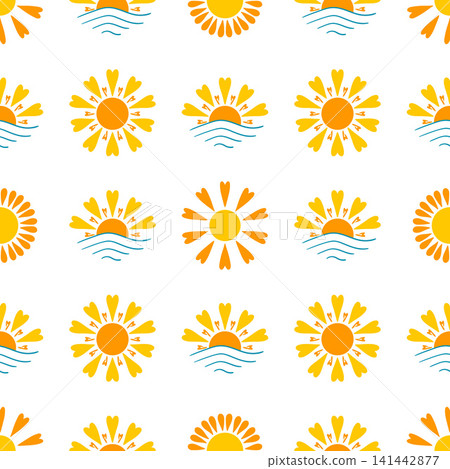 Seamless pattern with orange sun 141442877