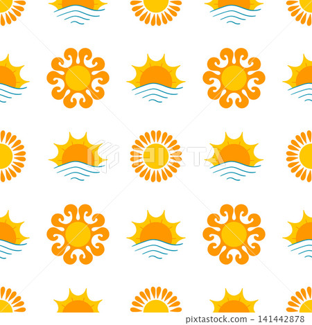 Seamless pattern with orange sun 141442878