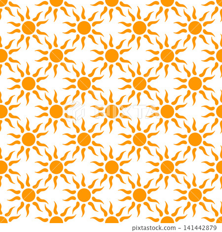 Seamless pattern with orange sun 141442879