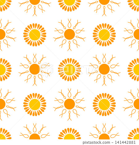 Seamless pattern with orange sun Seamless pattern with orange sun 141442881