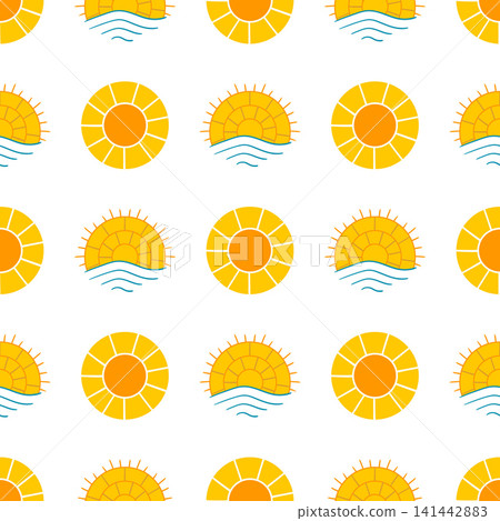 Seamless pattern with orange sun Seamless pattern with orange sun 141442883
