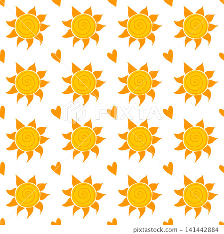 Seamless pattern with orange sun Seamless pattern with orange sun 141442884