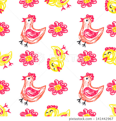 Seamless pattern. Hand drawn crayon texture style Seamless pattern. Hand drawn crayon texture style 141442967
