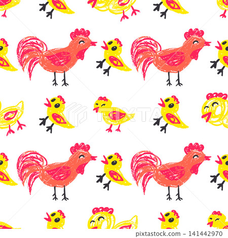 Seamless pattern. Hand drawn crayon texture style Seamless pattern. Hand drawn crayon texture style 141442970