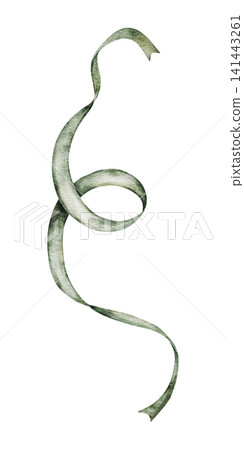Watercolor green curly ribbons and paper streamers. Hand painted festive serpentine perfect for holiday invitations, greeting card, Birthday party print projects Watercolor green curly ribbons and paper streamers. Hand painted festive serpentine perfect for holiday invitations, greeting card, Birthday party print projects 141443261