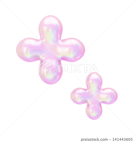 夢幻可愛的極光色彩全息3D圖示 - 花朵 夢幻可愛的極光色彩全息3D圖示 - 花朵 141443605