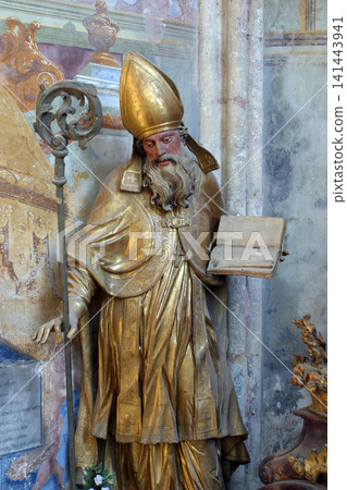 Saint Ambrose statue in the church of Immaculate Conception in Lepoglava, Croatia Saint Ambrose statue in the church of Immaculate Conception in Lepoglava, Croatia 141443941