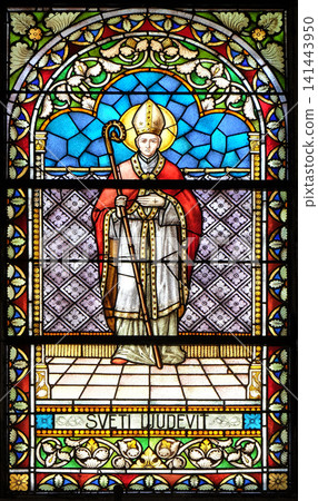 Saint Louis stained glass window in the church of Saint Catherine of Alexandria in Krapina, Croatia 141443950