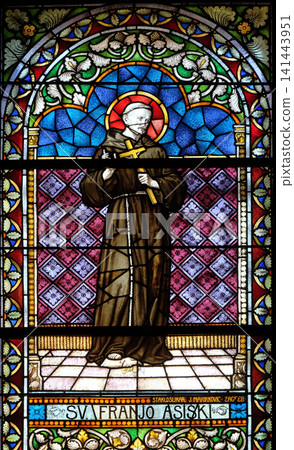 Saint Francis of Assisi stained glass window in the church of Saint Catherine of Alexandria in Krapina, Croatia Saint Francis of Assisi stained glass window in the church of Saint Catherine of Alexandria in Krapina, Croatia 141443951