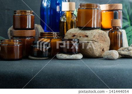Amber Candles Glass Jars and Bottles with Natural Elements Amber Candles Glass Jars and Bottles with Natural Elements 141444054