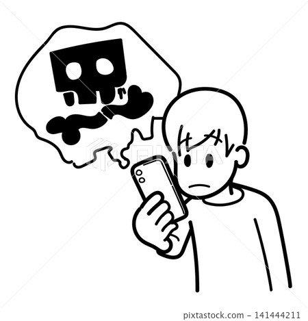 A man viewing negative information (line only, no shading) A man viewing negative information (line only, no shading) 141444211