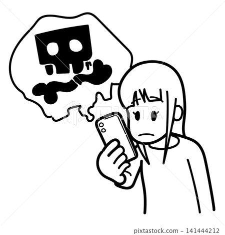 A woman viewing negative information (lines only, no shading) A woman viewing negative information (lines only, no shading) 141444212