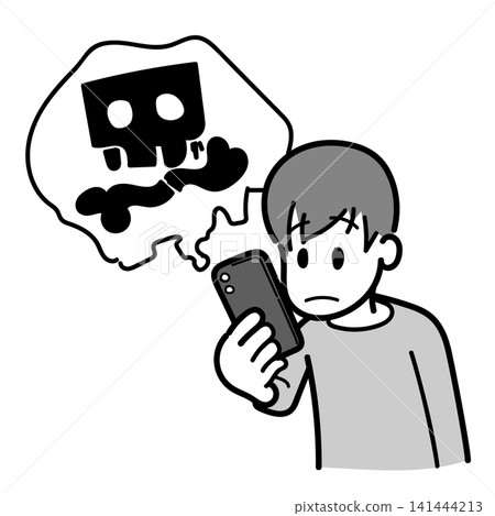 一名男子正在查看負面訊息(單色,帶一些色彩)。 一名男子正在查看負面訊息(單色,帶一些色彩)。 141444213