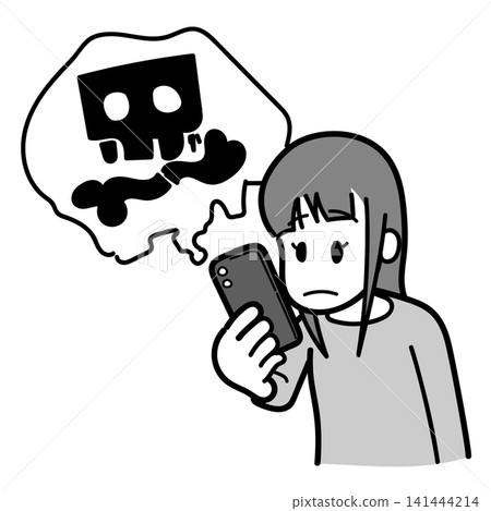 A woman viewing negative information (monochrome, with some coloring). A woman viewing negative information (monochrome, with some coloring). 141444214