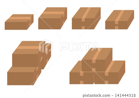 Pre-packed cardboard box with packing tape 141444318