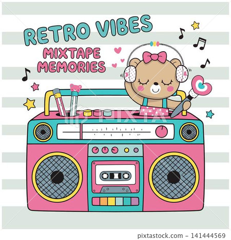 vector poster with cartoon animal vector poster with cartoon animal 141444569