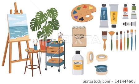 set of watercolor elements 141444603