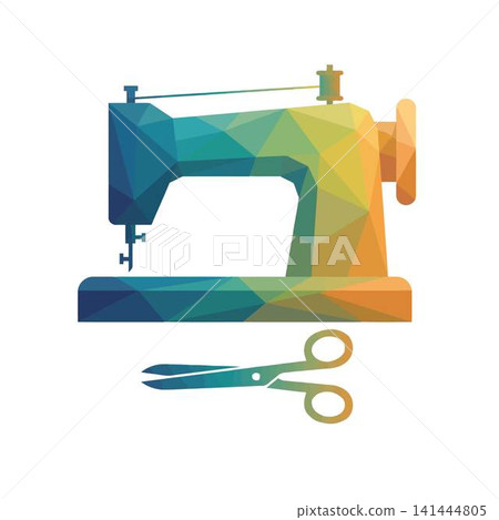 sewing machine with tools icon 141444805