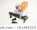 Otoscope with model for audiologist or ENT doctor use otoscope checking ear and treat hearing loss problem. 141445223