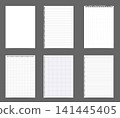 Notebook and journal mockup set with various styles of torn paper sheets on a gray background 141445405