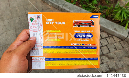 Tickets Of Hanoi City Tour By Double Decker Bus For Tourist, Vietnam. 141445488