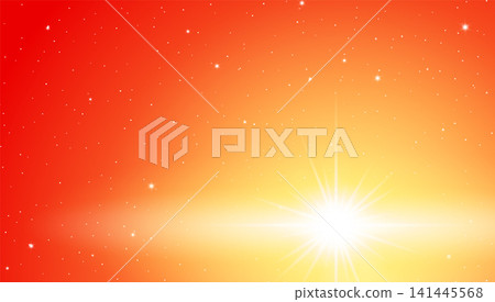 Vibrant orange and red starry sky with bright sunburst glare background Vibrant orange and red starry sky with bright sunburst glare background 141445568