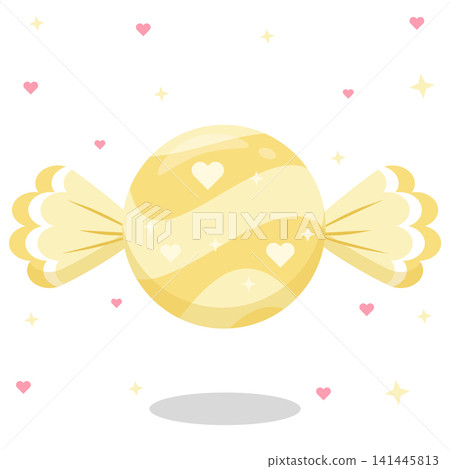 Cute Yellow Pastel Striped Heart Candy Vector Illustration Cute Yellow Pastel Striped Heart Candy Vector Illustration 141445813