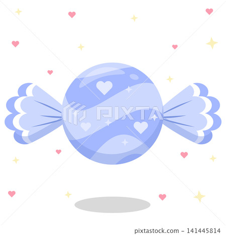 Cute Periwinkle Blue Pastel Striped Heart Candy Vector 141445814