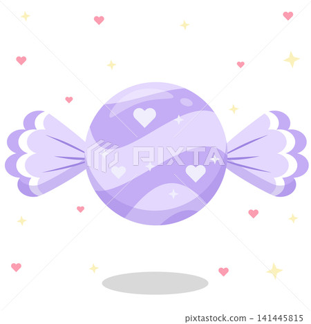 Cute Purple Pastel Striped Heart Candy Vector Illustration 141445815