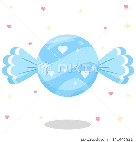 Cute Cyan Blue Pastel Striped Heart Candy Vector Cute Cyan Blue Pastel Striped Heart Candy Vector 141445821