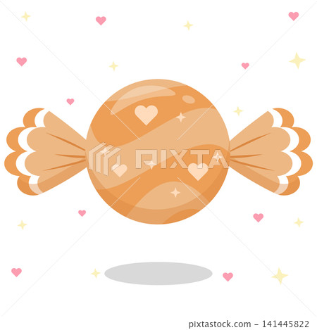 Cute Orange Pastel Striped Heart Candy Vector Illustration Cute Orange Pastel Striped Heart Candy Vector Illustration 141445822