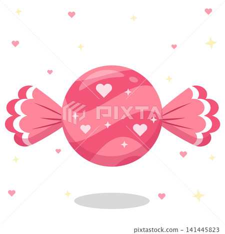Cute Magenta Pastel Striped Heart Candy Vector Illustration Cute Magenta Pastel Striped Heart Candy Vector Illustration 141445823