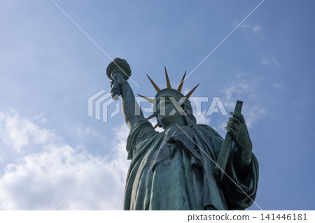 A beautiful close-up capturing the dignified expression of the Statue of Liberty and the Olympic flame. A beautiful close-up capturing the dignified expression of the Statue of Liberty and the Olympic flame. 141446181