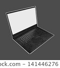 Halftone Laptop Blank Screen Dark Background Illustration 141446276