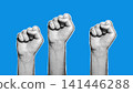 Halftone Raised Fists Protest Power Blue Illustration 141446288
