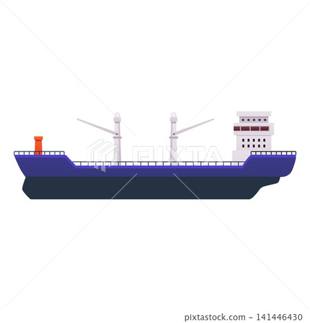Cargo ship, unloaded tanker transportation delivery, maritime logistics trade industry vector flat illustration isolated Cargo ship, unloaded tanker transportation delivery, maritime logistics trade industry vector flat illustration isolated 141446430