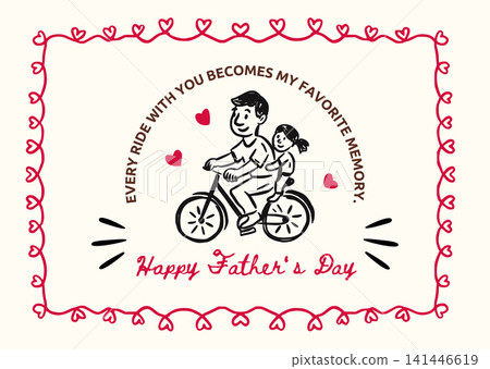 Father's Day Whimsical Doodle Father Daughter Bicycle Ride Greeting Card Father Vector Father's Day Whimsical Doodle Father Daughter Bicycle Ride Greeting Card Father Vector 141446619