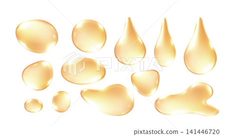 Golden Liquid Drops 3d Set Realistic Honey Oil drop Serum Glossy Vector Element Collection Golden Liquid Drops 3d Set Realistic Honey Oil drop Serum Glossy Vector Element Collection 141446720
