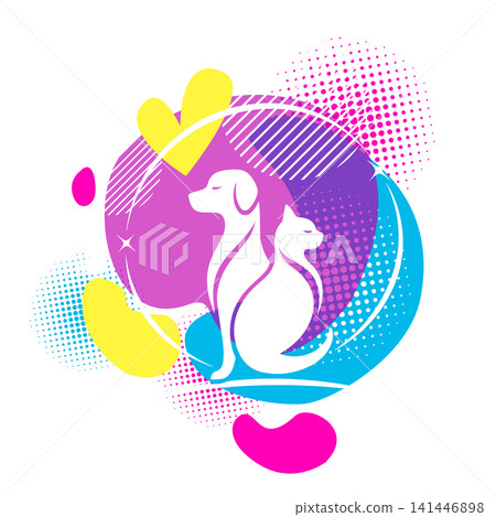 cat and dog logo. Hand drawn. Not AI, vector illustration. cat and dog logo. Hand drawn. Not AI, vector illustration. 141446898