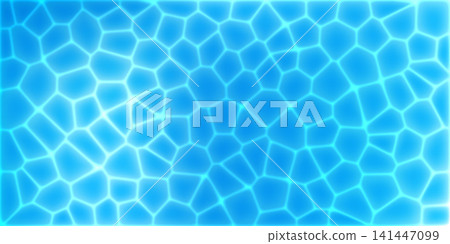 Water surface retro caustic, swimming pool gradient with light ripple above background. Top view sea tide, blue ocean and dark seamless shadow. Underwater scene of turquoise splash effect, green flow 141447099