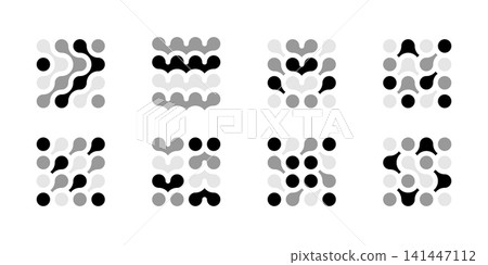 Dot connect logo, futuristic bio abstract icon. Vector circles, heart and rounded shapes. Blood cells, moving liquid metaball. Organic molecule, neuron cells. Medicine pharma sing, nanotech biology. Dot connect logo, futuristic bio abstract icon. Vector circles, heart and rounded shapes. Blood cells, moving liquid metaball. Organic molecule, neuron cells. Medicine pharma sing, nanotech biology. 141447112